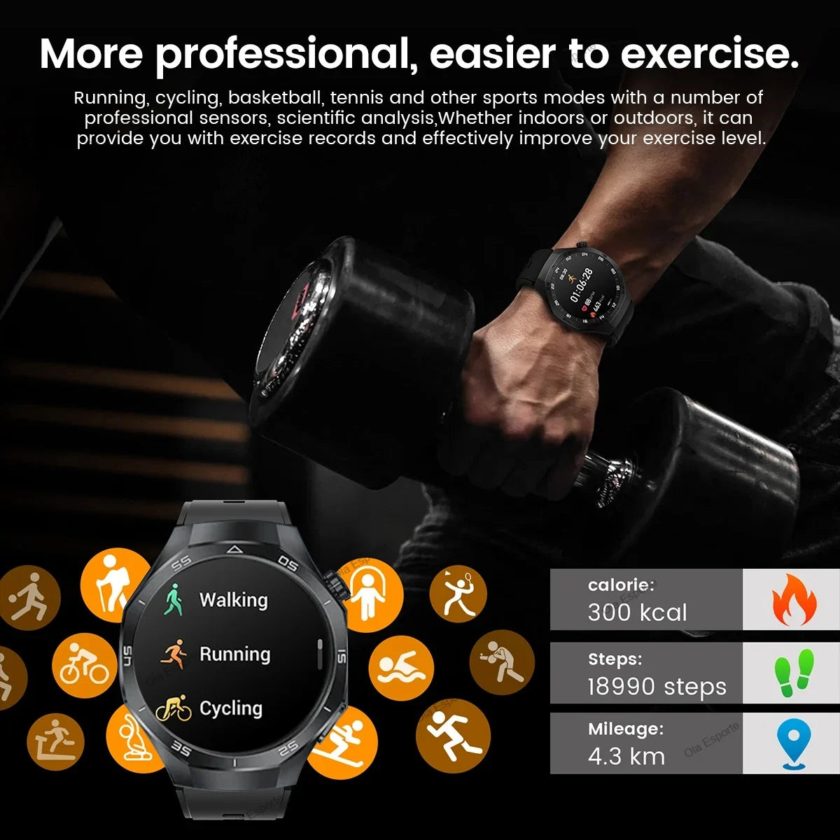 New GT5 Pro Smart Watch 1.6'' AMOLED HD Screen GPS Tracker Heart Rate