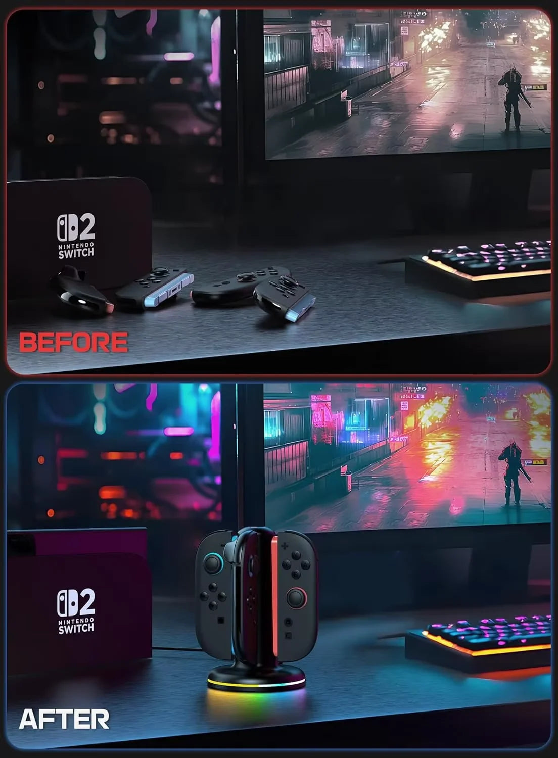 For NS 2 Magnetic 4-in-1 Charger Station for Switch 2 Joy con Accessories