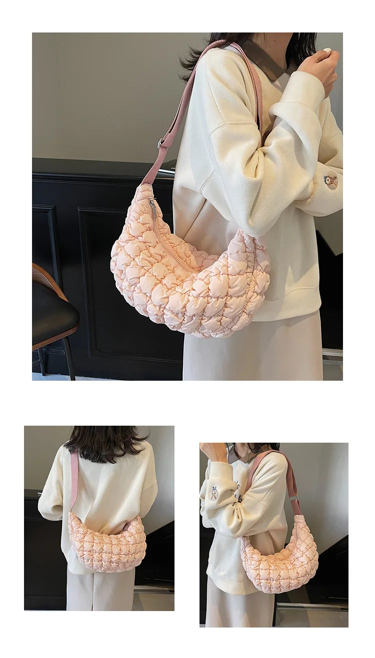 Autumn and winter cloud bag, female personality diamond grid shoulder bag