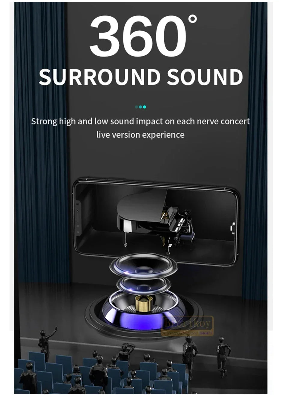 Wireless Bluetooth 5.3 Speaker Portable TWS Small Steel Gun Metal Heavy