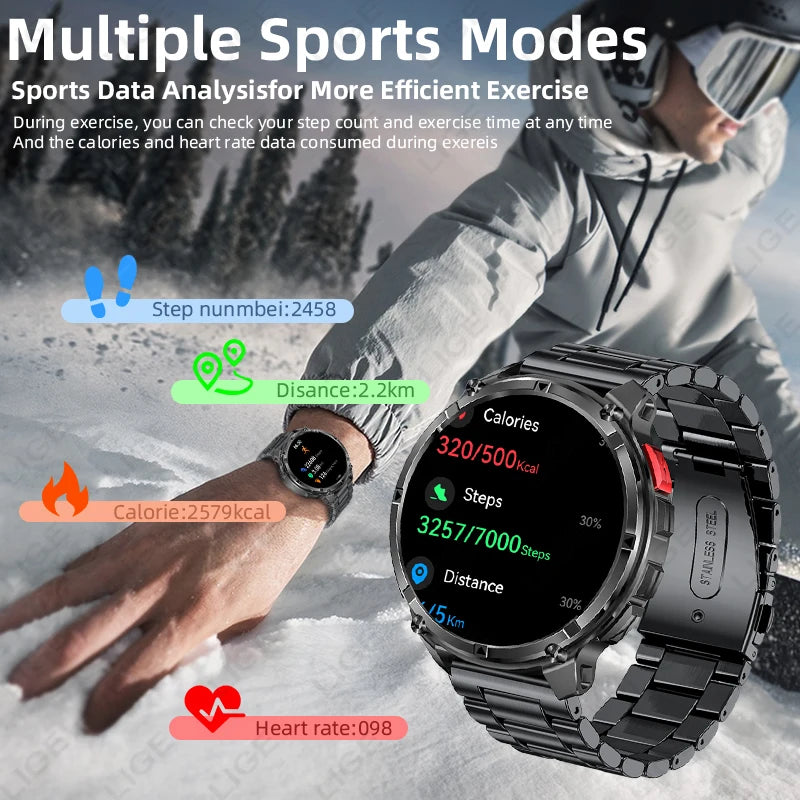 LIGE Outdoor Sports Smart Watch Men HD Screen 1100mAh Large Battery