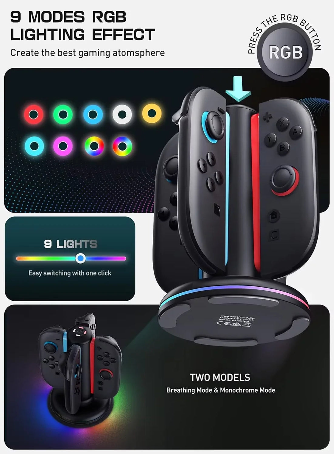 For NS 2 Magnetic 4-in-1 Charger Station for Switch 2 Joy con Accessories