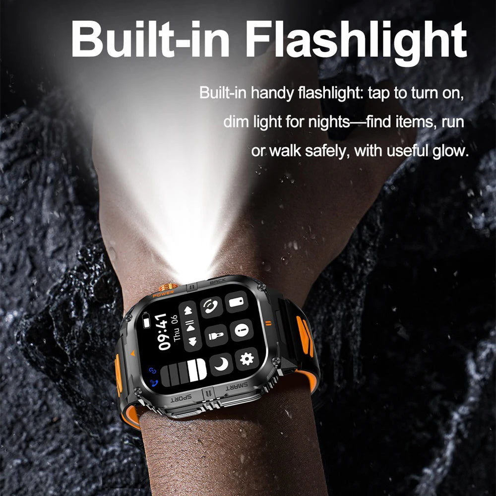 Newest Clock Outdoor Sports Smart Watch LED Flashlight Waterproof Heart