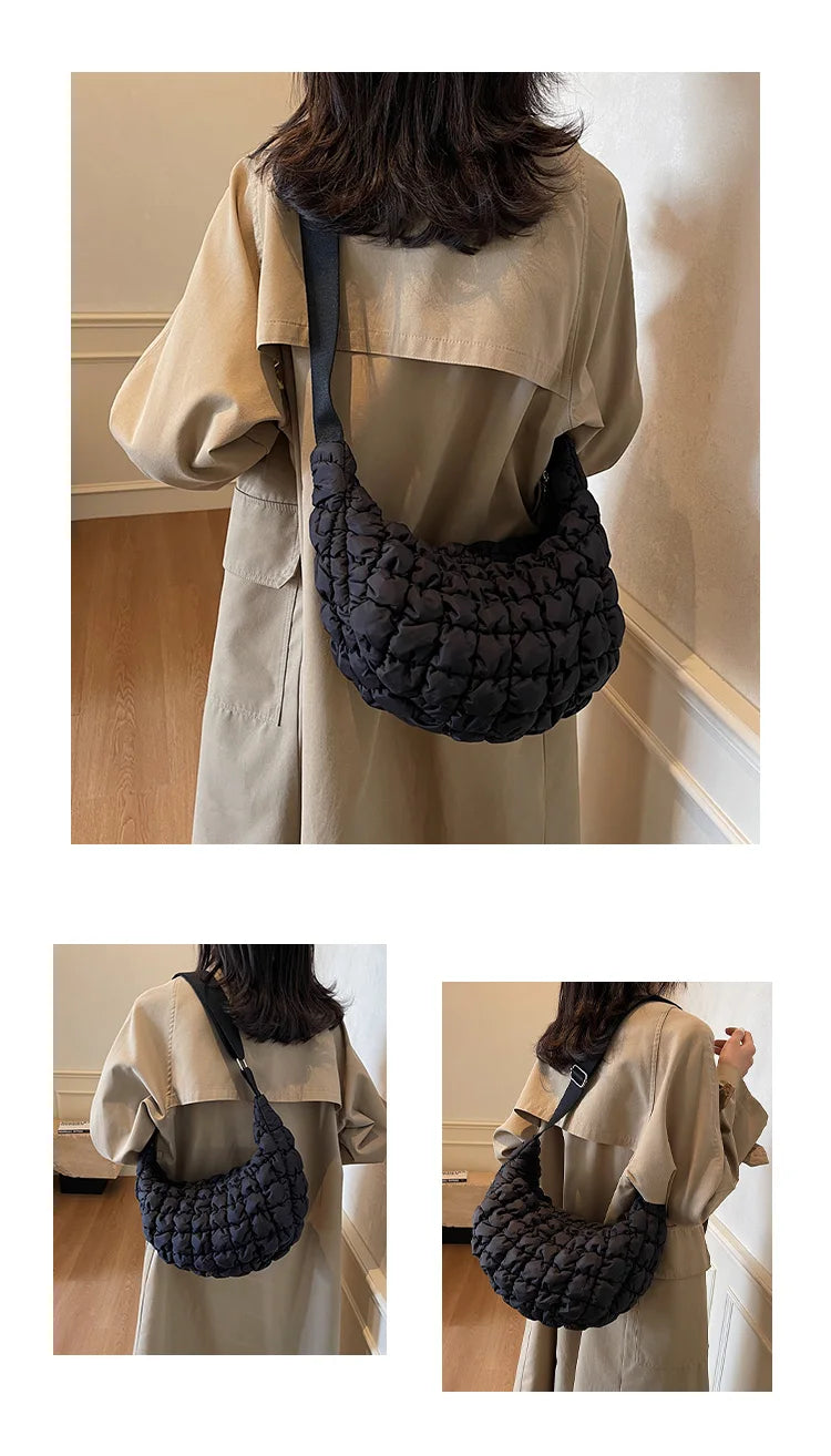 Autumn and winter cloud bag, female personality diamond grid shoulder bag