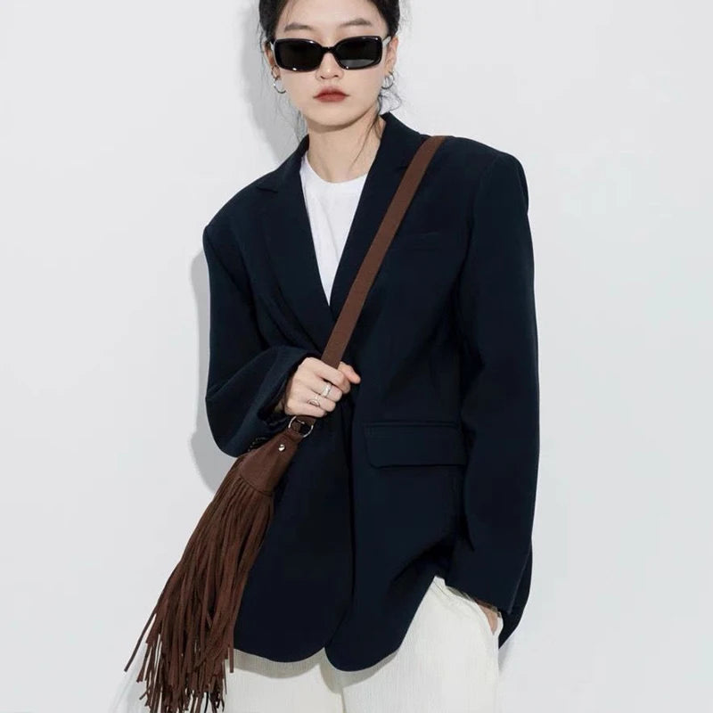 Autumn Winter Deerskin Velvet Tassel Shoulder Bag Vintage Large