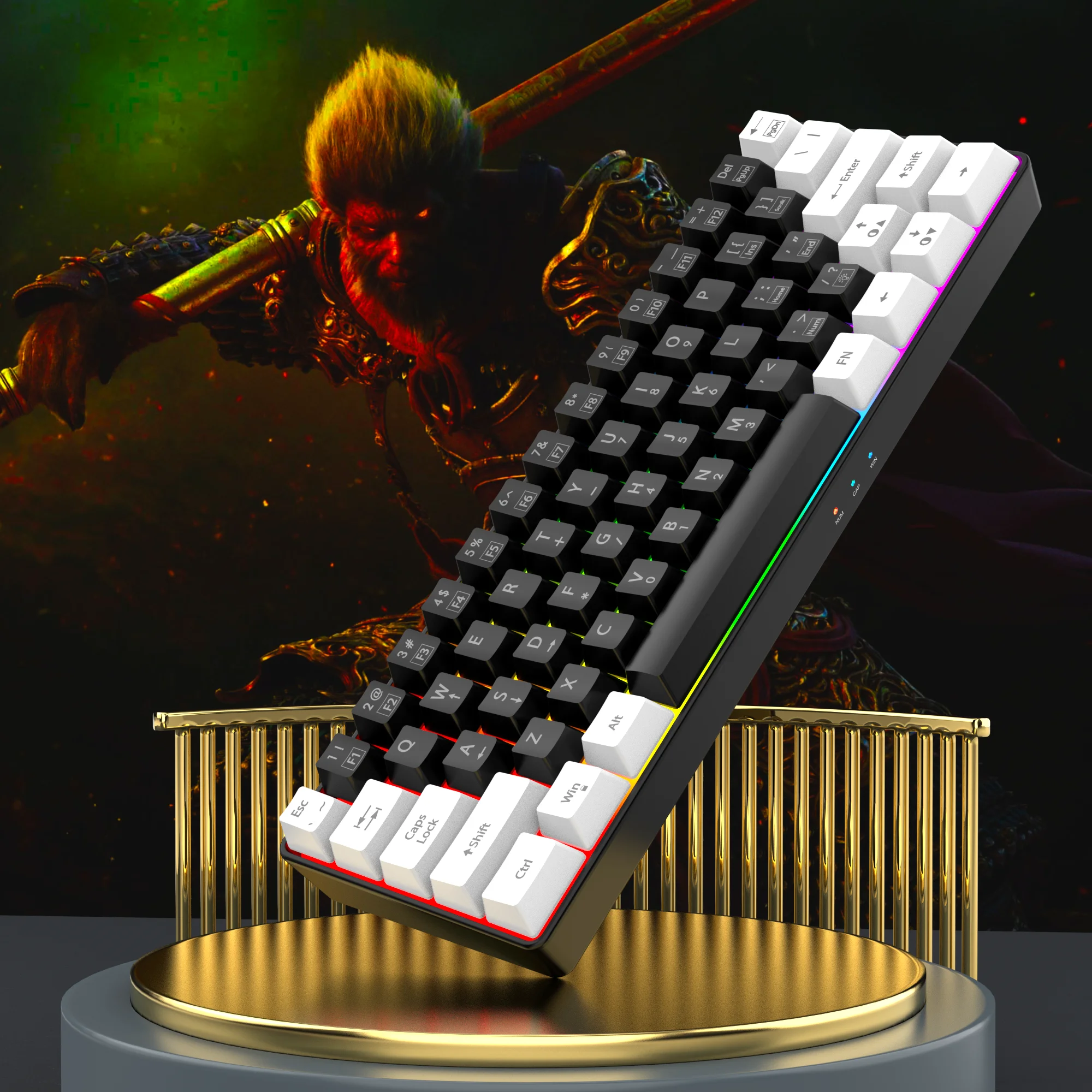 60% wired gaming keyboard, RGB backlight ultra compact mini keyboard