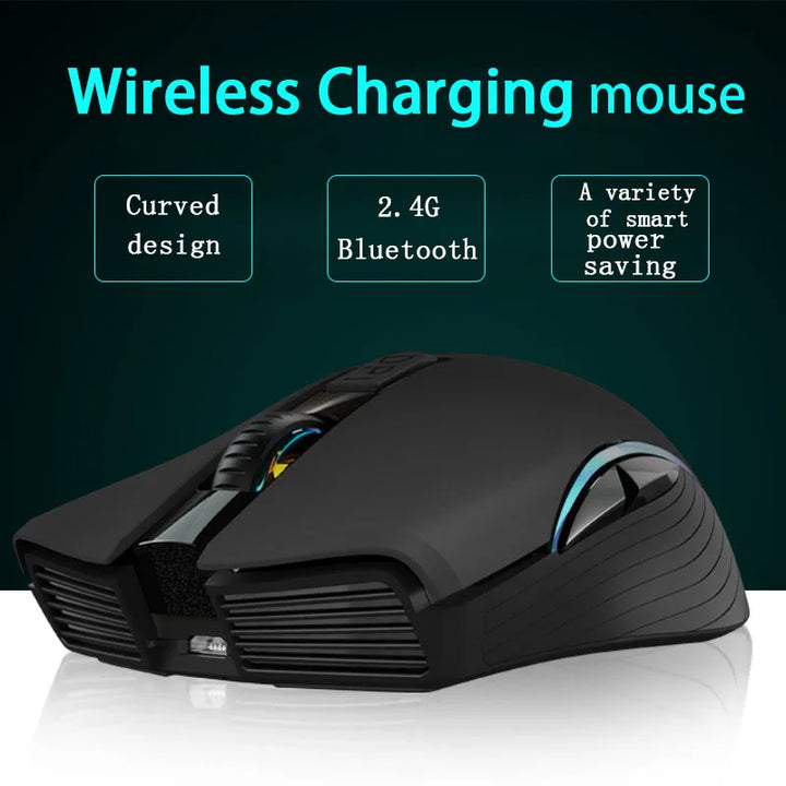 Rechargeable Computer Mouse Dual Mode Bluetooth+2.4Ghz Wireless