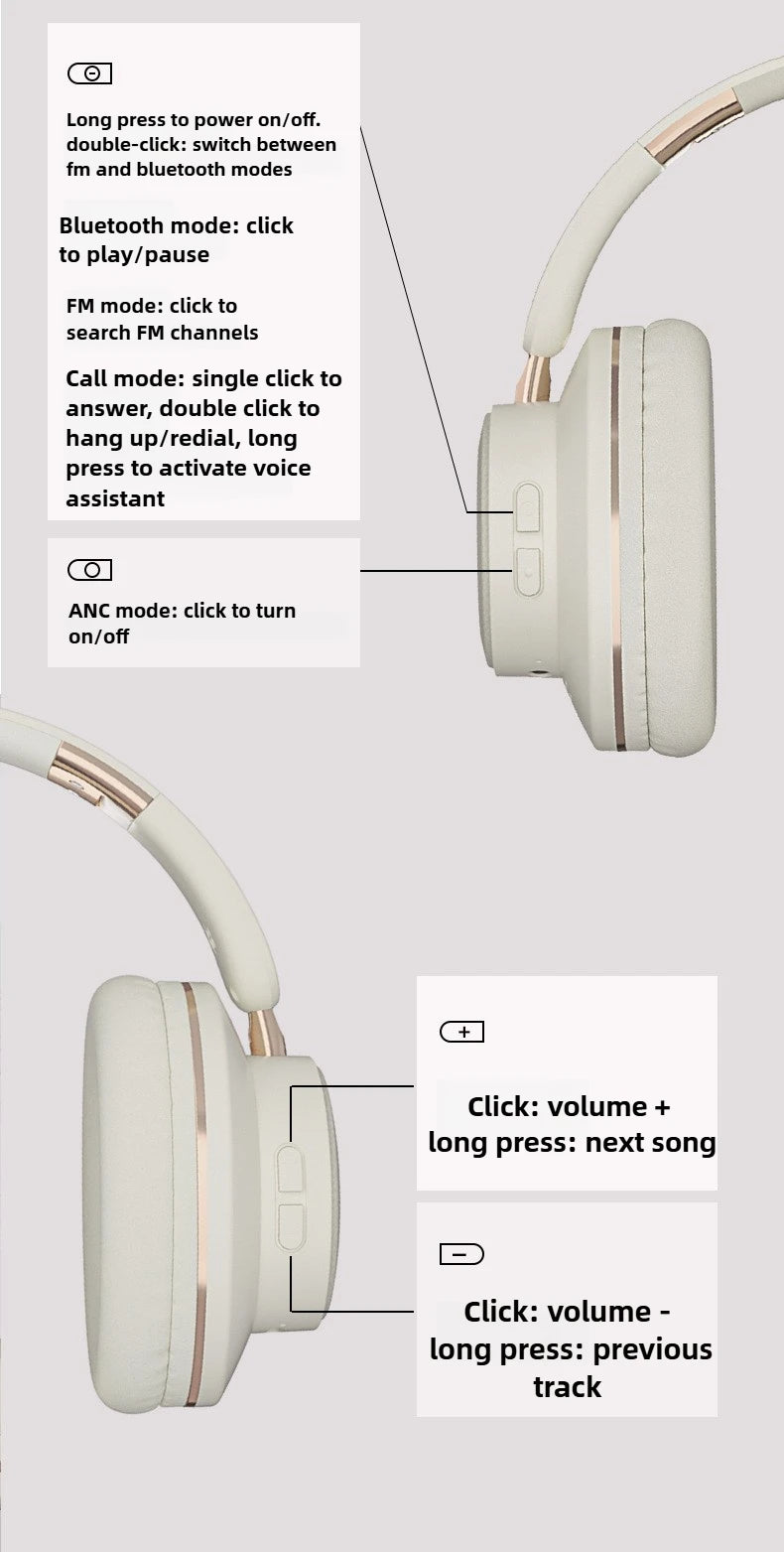 New H9 ANC Wireless Headsets Active Noise Cancellation Headphone