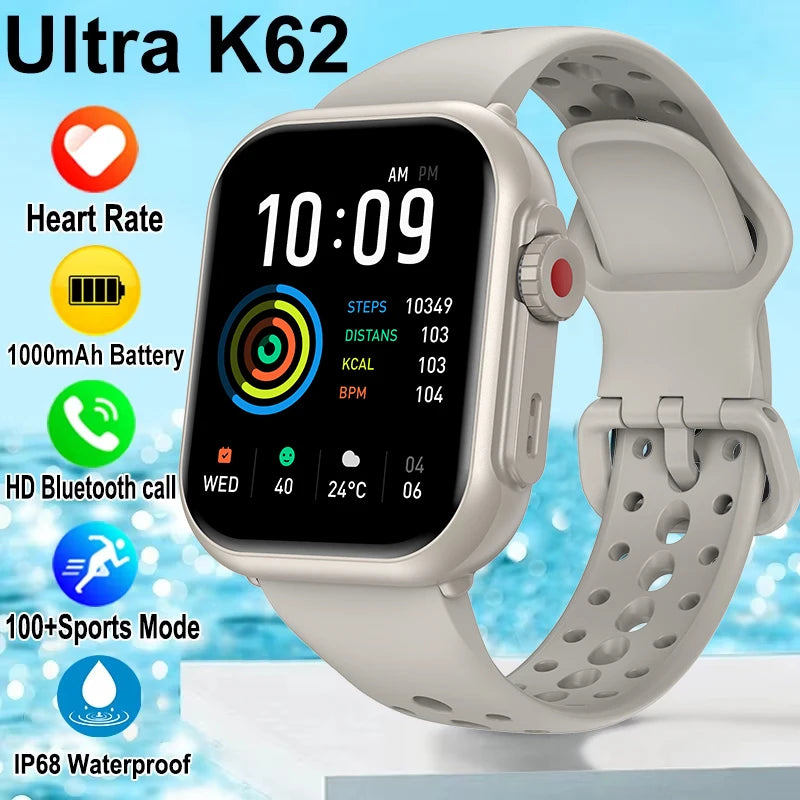 New 1000mAh Battery AMOLED Smart Watch Ultra K62 Men Women