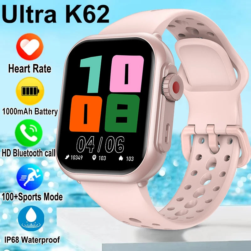 New 1000mAh Battery AMOLED Smart Watch Ultra K62 Men Women