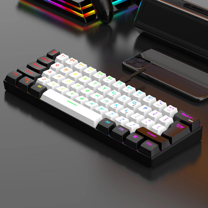 60% wired gaming keyboard, RGB backlight ultra compact mini keyboard