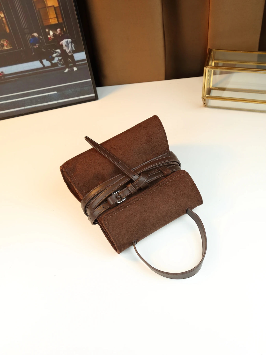 Autumn and winter fashion suede strap design shoulder crossbody small