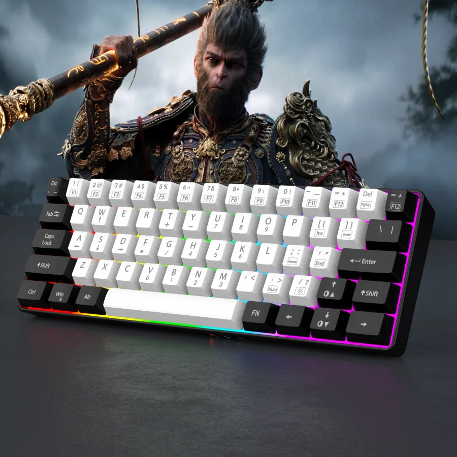 60% wired gaming keyboard, RGB backlight ultra compact mini keyboard