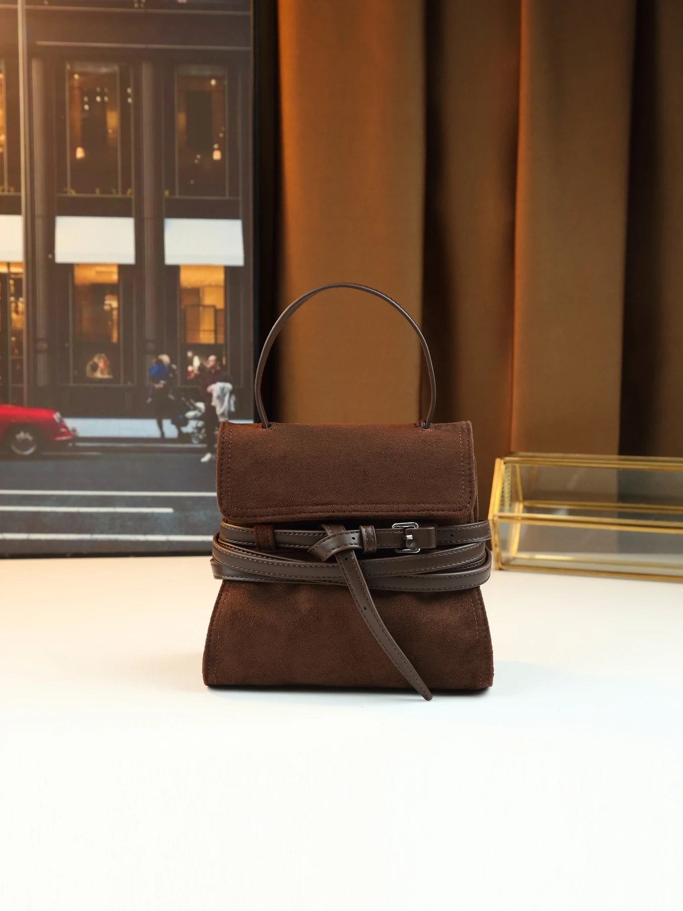 Autumn and winter fashion suede strap design shoulder crossbody small