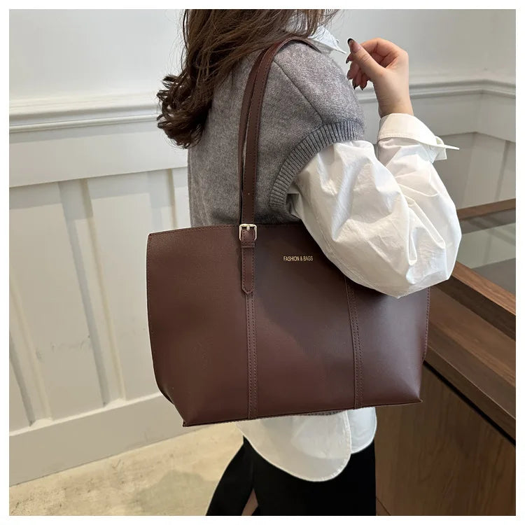 Large Capacity Women's Bag Soft Leather Tote Bags Casual Versatile Single