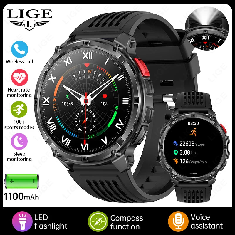 LIGE Outdoor Sports Smart Watch Men HD Screen 1100mAh Large Battery
