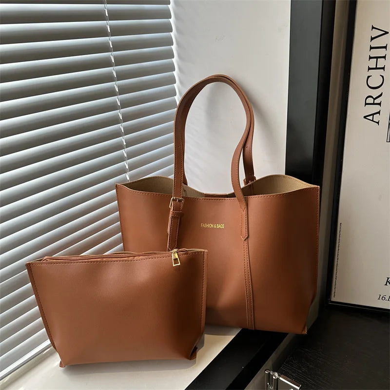 Large Capacity Women's Bag Soft Leather Tote Bags Casual Versatile Single