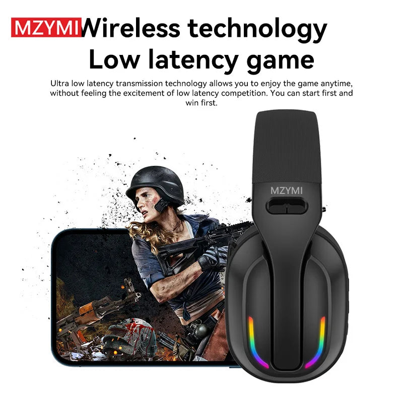 MZYMI Foldable Over Ear Headset B500 RGB Wireless Gaming Earphone Low