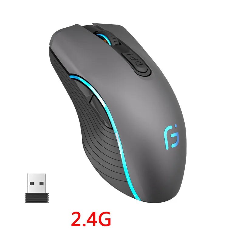 Rechargeable Computer Mouse Dual Mode Bluetooth+2.4Ghz Wireless