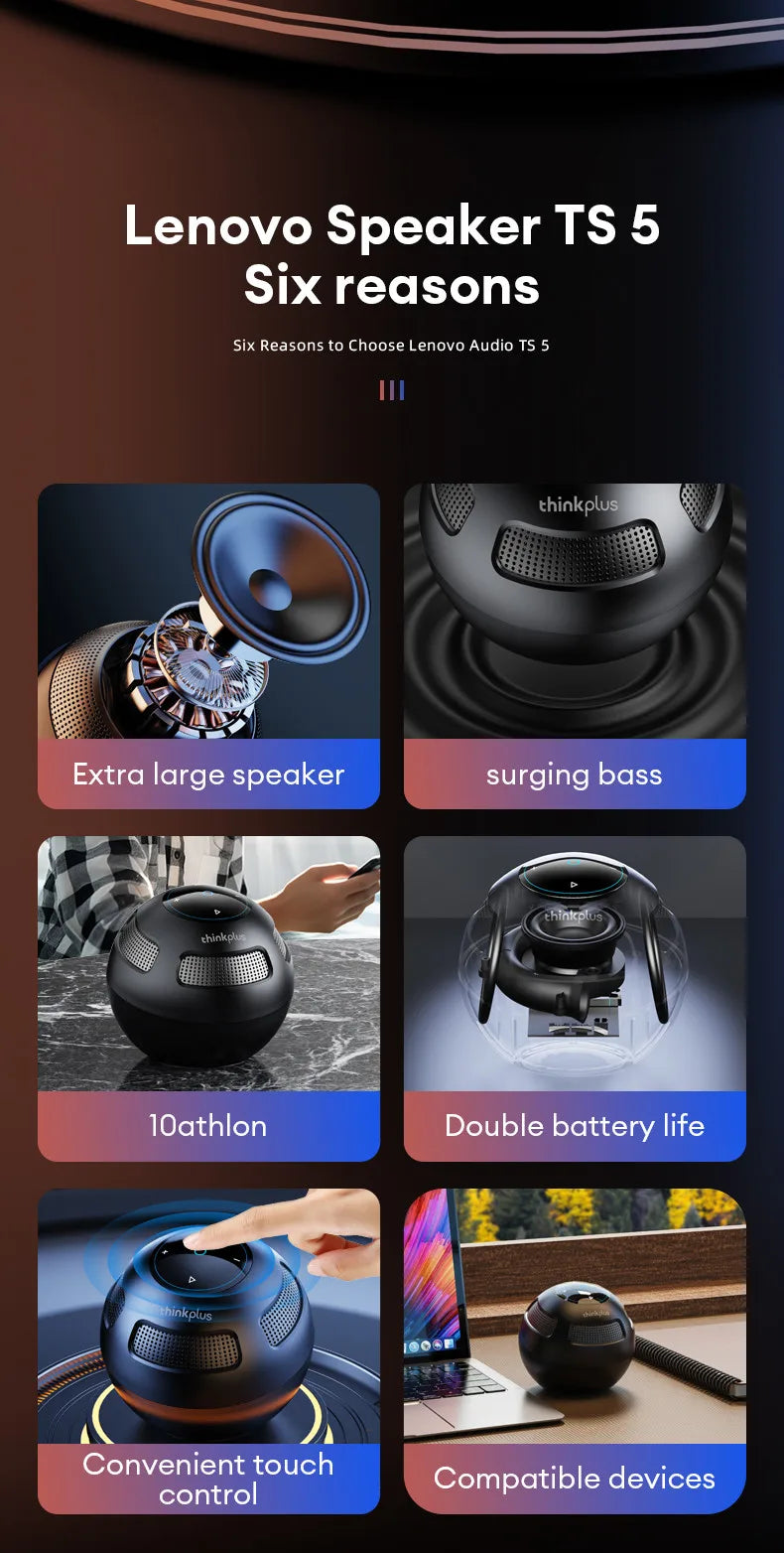 Ship From US Lenovo Bluetooth Speaker Portable Outdoor Long Endurance