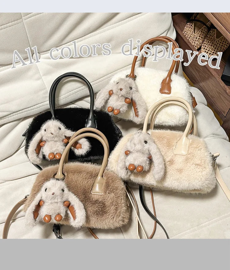 Faux Fur Shoulder Crossbody Bag Plush Woman Handbag Winter Fashion Pillow