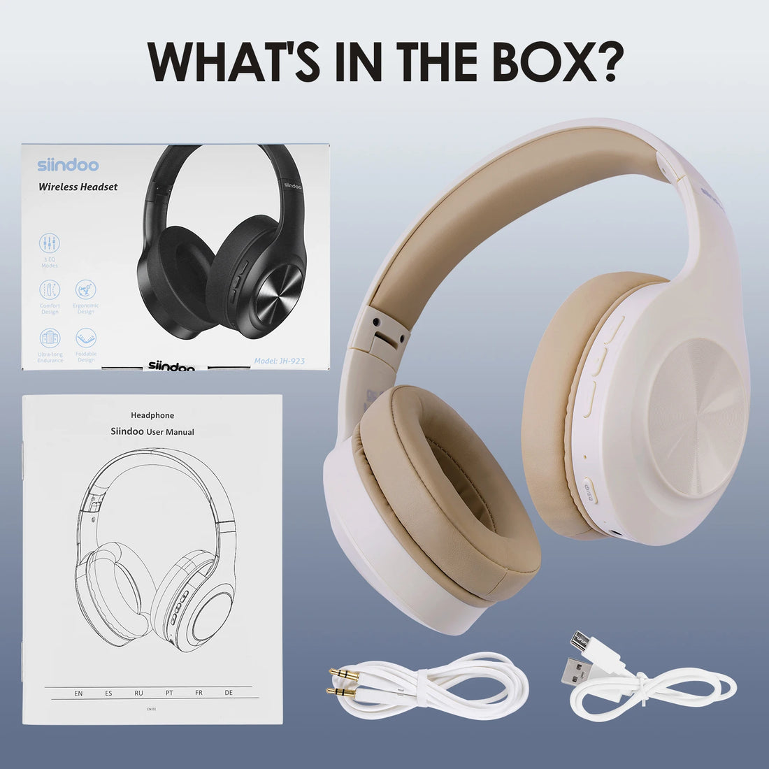 Siindoo JH-923 Wireless Headphones Over Ear,Foldable Bluetooth Headsets