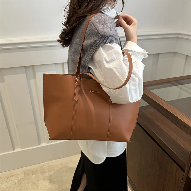 Large Capacity Women's Bag Soft Leather Tote Bags Casual Versatile Single