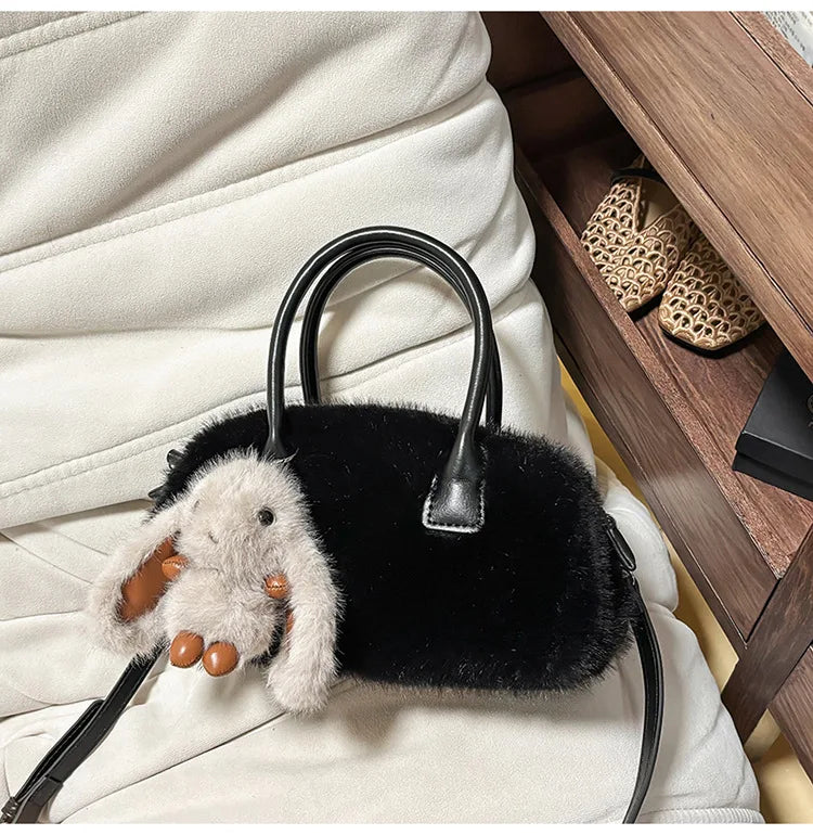Faux Fur Shoulder Crossbody Bag Plush Woman Handbag Winter Fashion Pillow