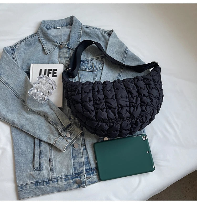 Autumn and winter cloud bag, female personality diamond grid shoulder bag