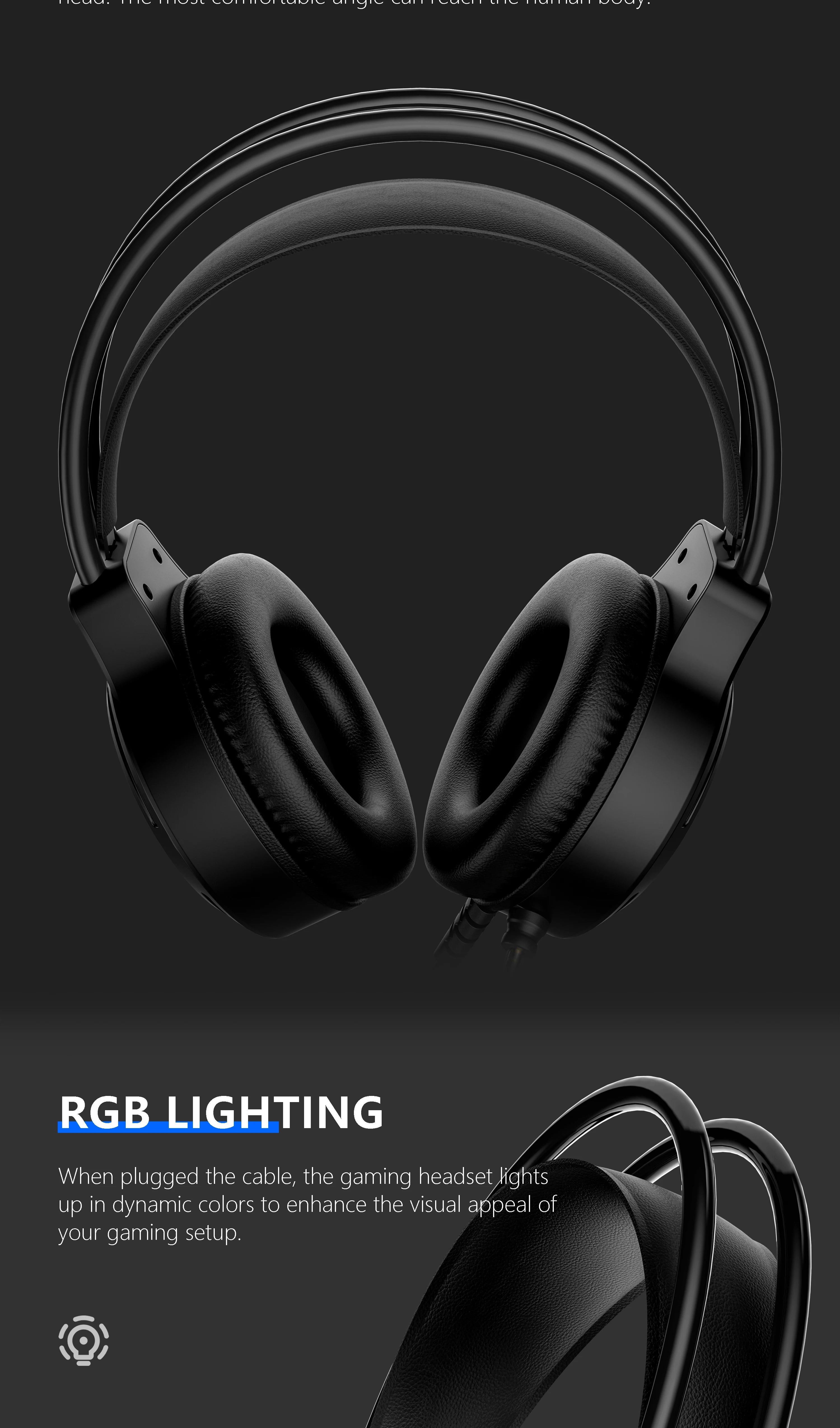 SW-G10 Gaming Headphones Wired RGB lighting USB Gaming Headphones