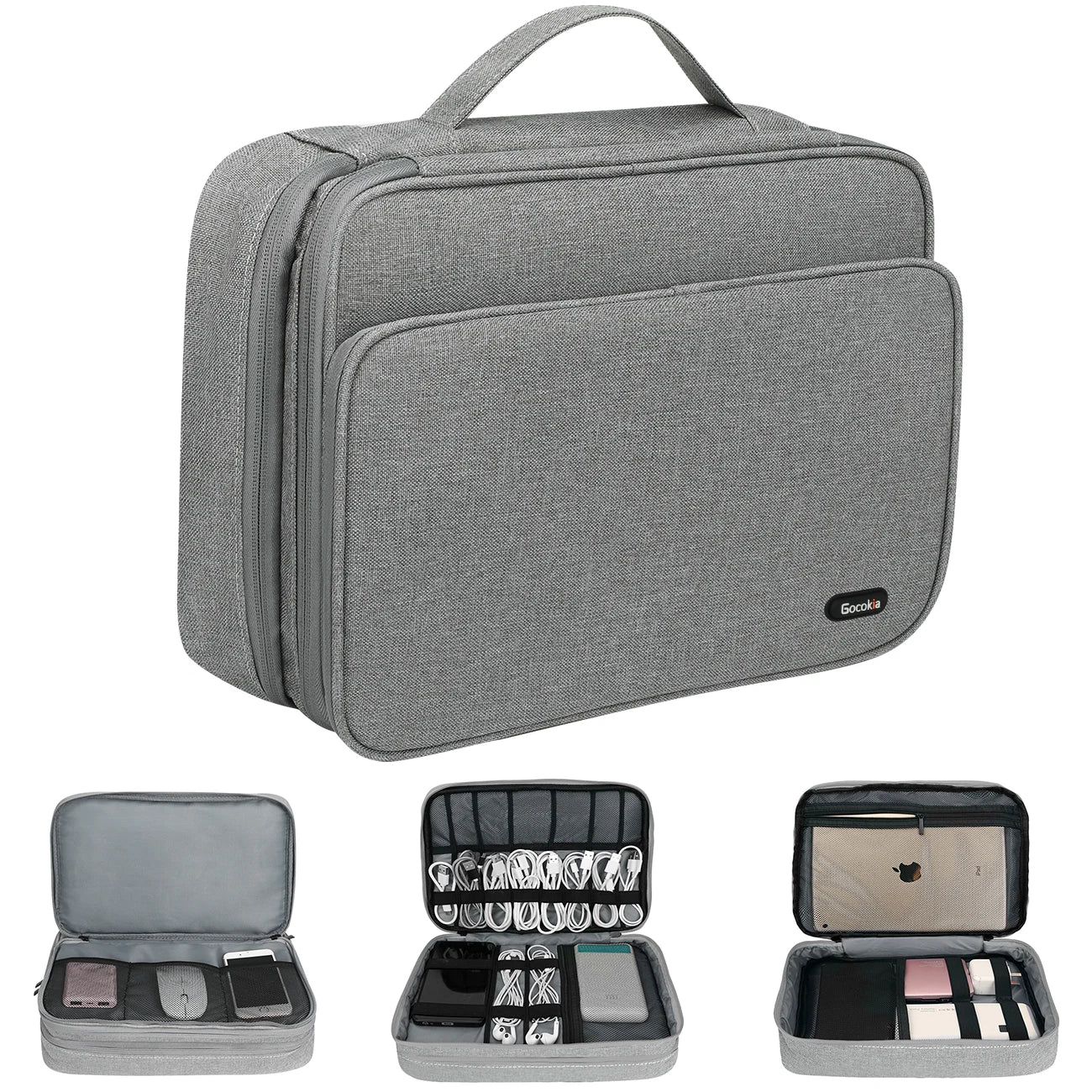 Three Layer Electronic Accessories Organizer, Storage Bag with Cable