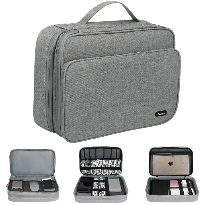 Three Layer Electronic Accessories Organizer, Storage Bag with Cable