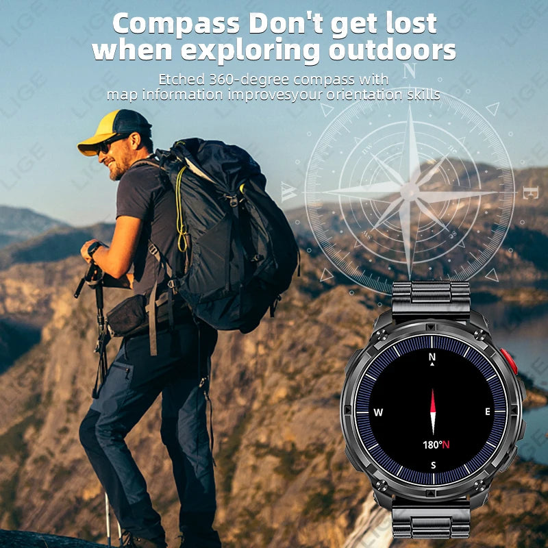 LIGE Outdoor Sports Smart Watch Men HD Screen 1100mAh Large Battery