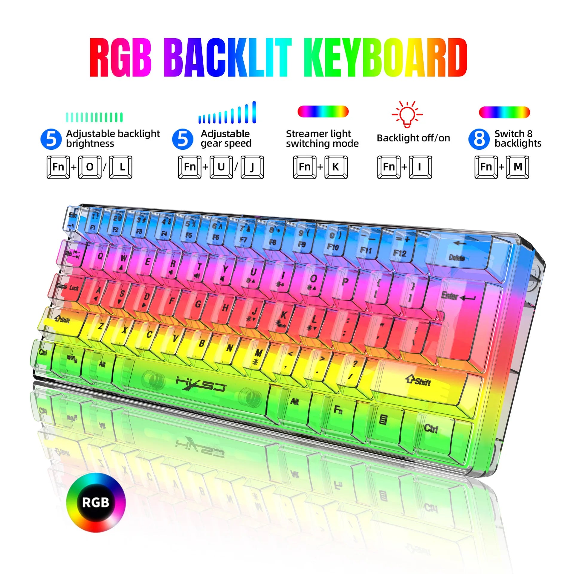 60% wired gaming keyboard, RGB backlight ultra compact mini keyboard