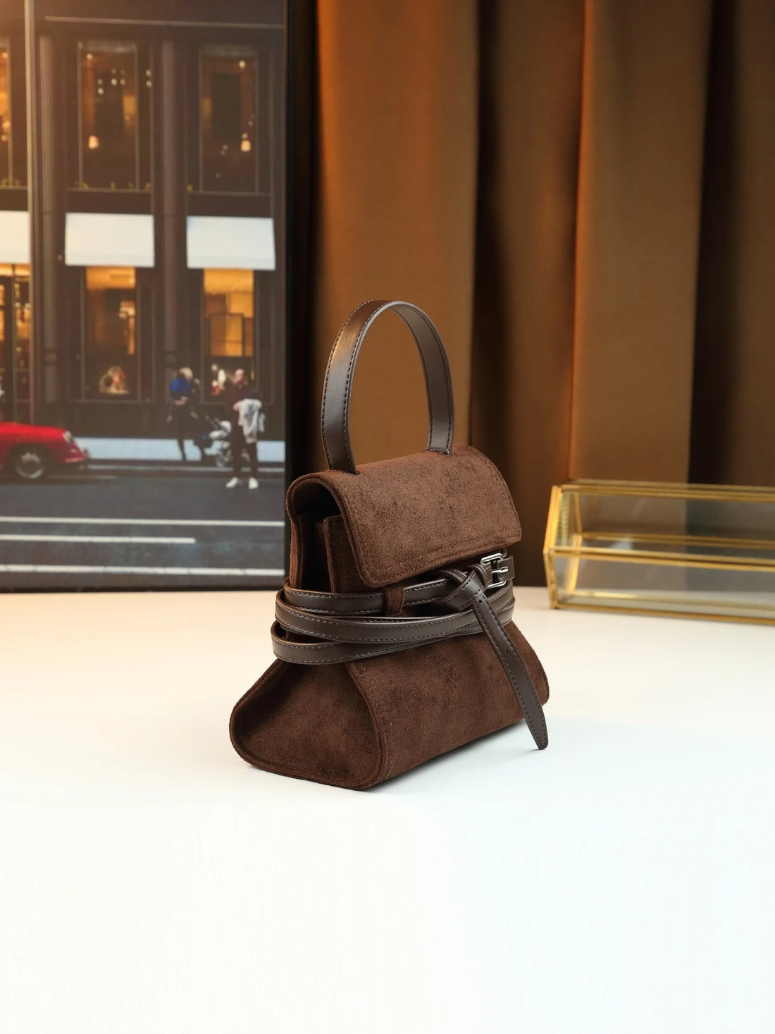 Autumn and winter fashion suede strap design shoulder crossbody small