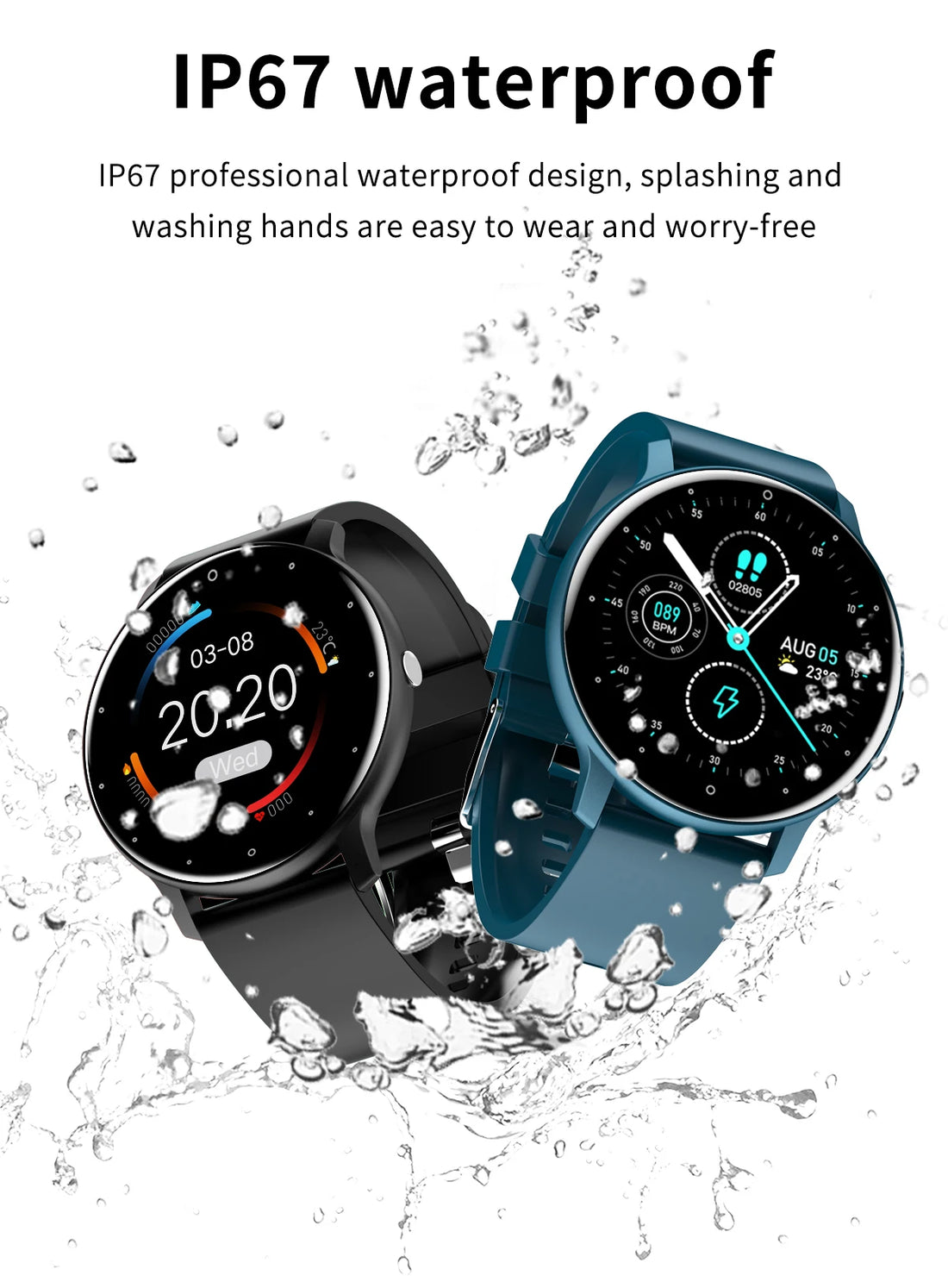LIGE New Smart Watch Men Full Touch Screen Sport Fitness Watch IP67