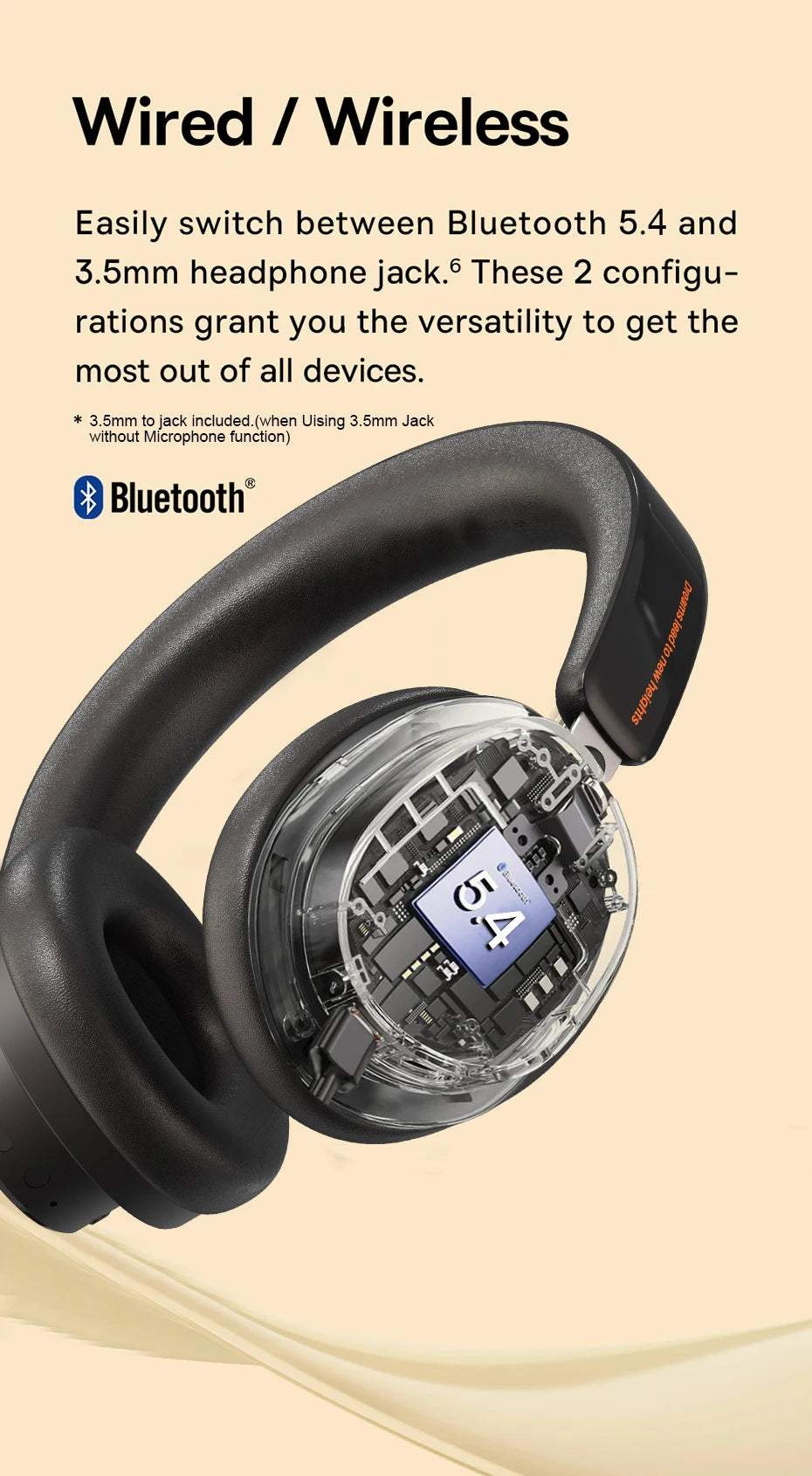 ANC Noise Cancelling Bluetooth 5.4 Over-Ear Headphones, 40mm Driver