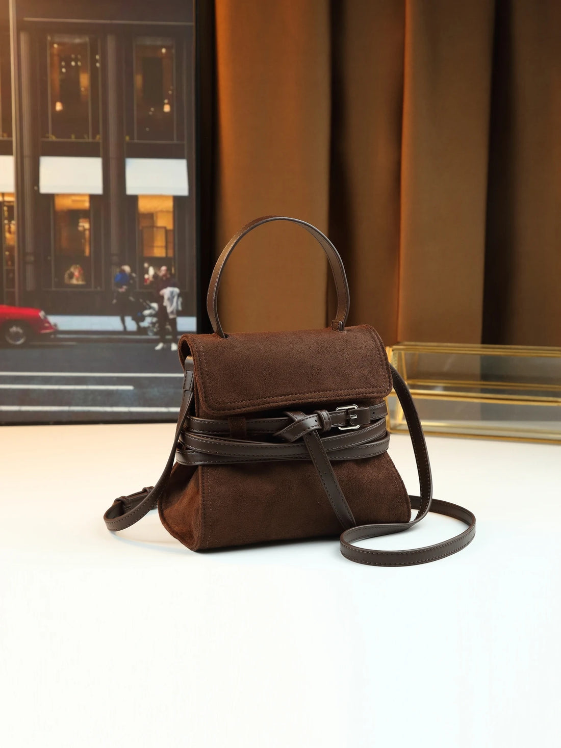 Autumn and winter fashion suede strap design shoulder crossbody small