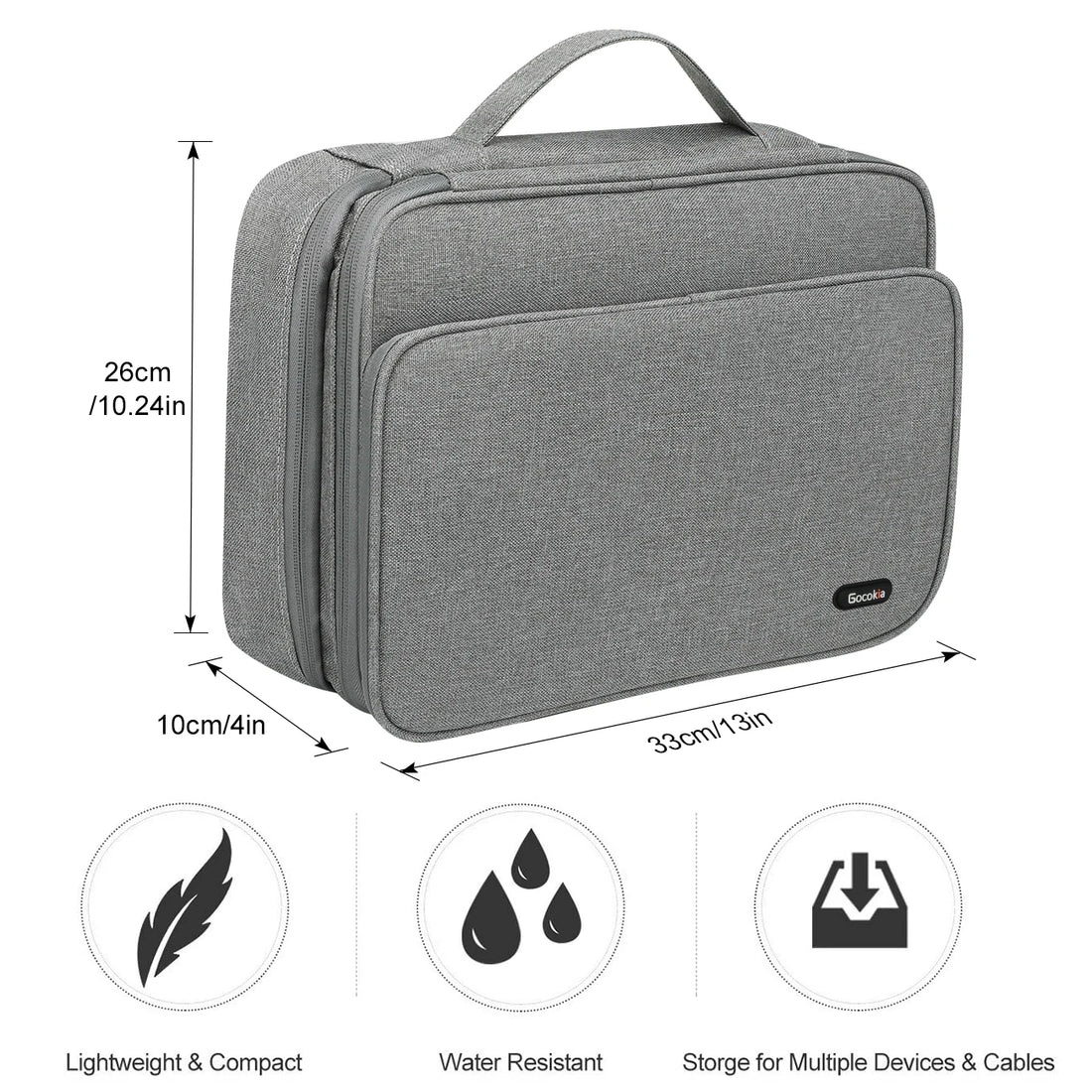 Three Layer Electronic Accessories Organizer, Storage Bag with Cable